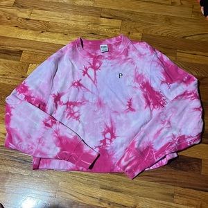 Cropped Pink Tie Dye Crew Neck